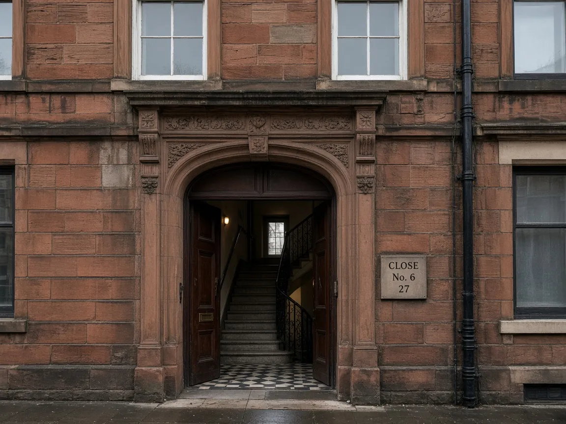 Sandstone tenement close in Glasgow, Scotland